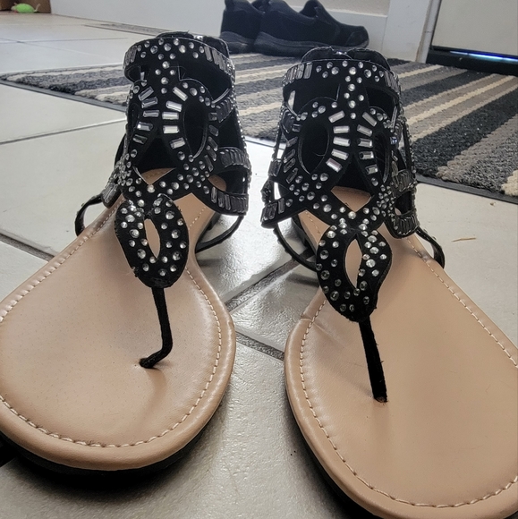 Justfab sandals black size 11 - Picture 2 of 5